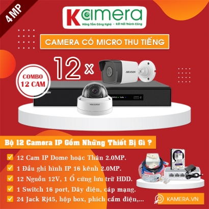 TRỌN BỘ 12 CAMERA IP HIKVISION 4MP